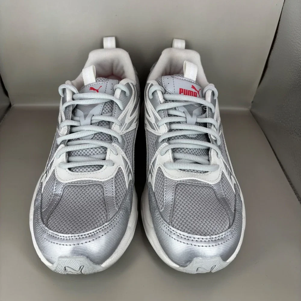 Puma Morphic Metallic Silver Frosted Ivory Women Sneakers 402947-06 Size 11